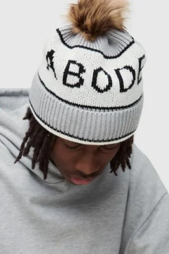Flash Sale boohooMAN Abode Bobble Beanie grey