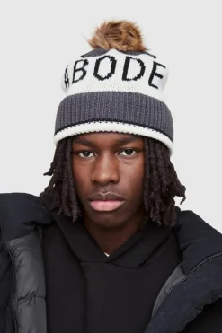 Fashion boohooMAN Abode Bobble Beanie true black
