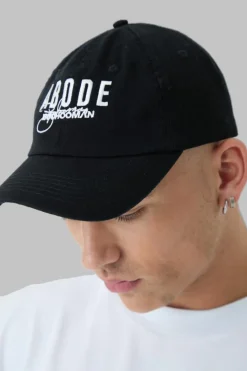 Shop boohooMAN Abode Embroidered Trucker Cap black