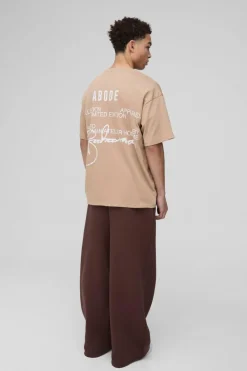 Best Sale boohooMAN ABODE Heavyweight Oversized Print T-Shirt taupe
