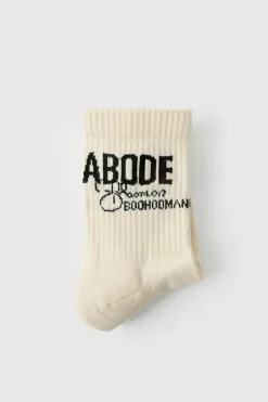 Clearance boohooMAN Abode Mid Length Sock cream