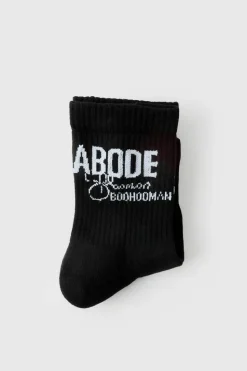 Fashion boohooMAN Abode Mid Length Sock true black