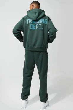 Flash Sale boohooMAN Active Training Dept Oversized Boxy Hoodie dark green