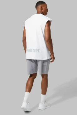 Best boohooMAN Active Training Dept Oversized Extended Tank white