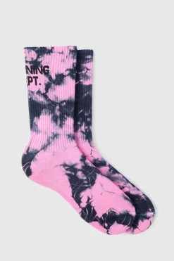 Fashion boohooMAN Active Training Dept Tie Dye Socks pink