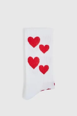 Hot boohooMAN All Over Heart Sports Socks white