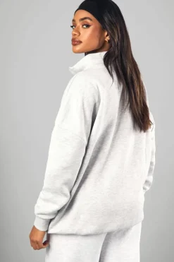 Cheap boohoo Dsgn Studio Half Zip Applique Oversized Sweatshirt ash grey
