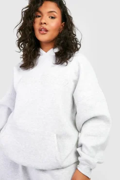 New boohoo Plus Dsgn Studio 3d Embroidered Oversized Hoodie ash grey