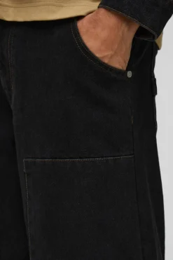 Discount boohooMAN Baggy Carpenter Pocket Denim Jeans washed black