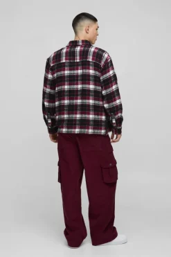 Best Sale boohooMAN Baggy Corduroy Cargo Trouser burgundy