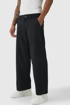 Store boohooMAN Baggy Fit Trouser With Boxer Double Waistband black
