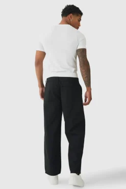 Store boohooMAN Baggy Fit Trouser With Boxer Double Waistband black