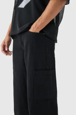 Discount boohooMAN Baggy Rigid Cargo Jean true black