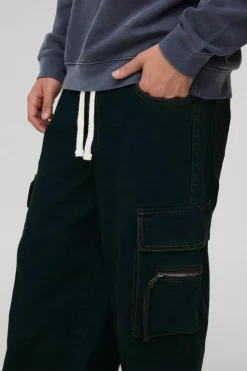 Best Sale boohooMAN Baggy Rigid Cargo Washed Denim Jeans green