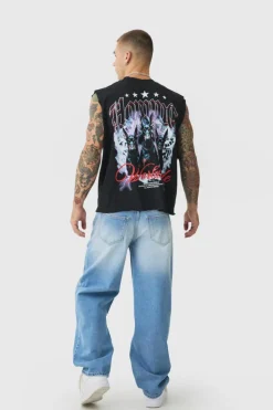 Hot boohooMAN Baggy Rigid Double Waistband Denim Jeans In light blue
