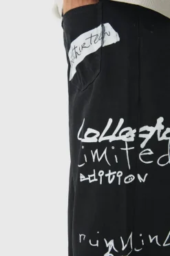 Hot boohooMAN Baggy Rigid Graffiti Printed Jeans black