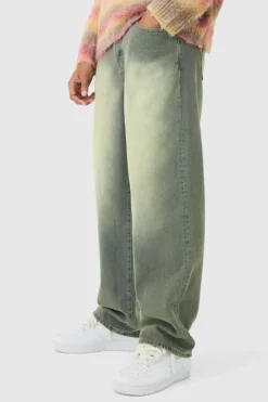 Flash Sale boohooMAN Baggy Rigid Washed Jeans green