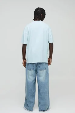 Outlet boohooMAN Baggy Rigid Jean light blue