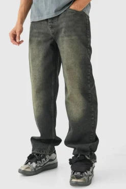 Flash Sale boohooMAN Baggy Rigid Jeans With Let Down Hem In grey