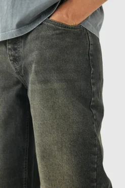 Flash Sale boohooMAN Baggy Rigid Jeans With Let Down Hem In grey
