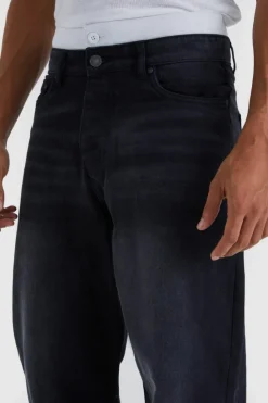 Online boohooMAN Baggy Rigid Jean With Double Waistband washed black