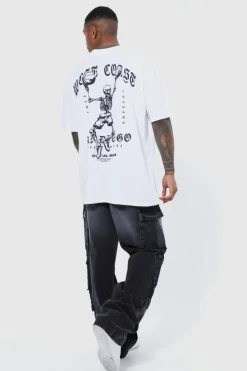 New boohooMAN Baggy Rigid Multi Pocket Cargo Bleached Jeans black
