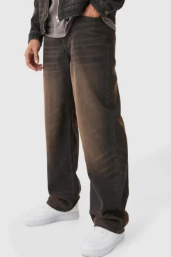 Sale boohooMAN Baggy Rigid Washed Jeans brown