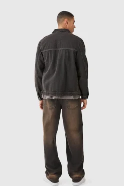 Sale boohooMAN Baggy Rigid Washed Jeans brown