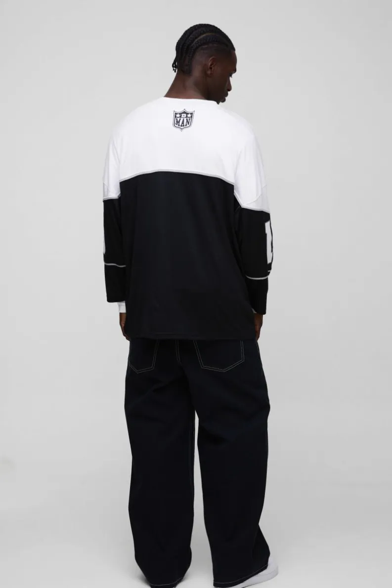 Cheap boohooMAN Baggy Twill Contrast Stitch Carpenter Trousers black