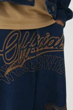 Hot boohooMAN Balloon Fit Rigid Contrast Stitch Ripped Jeans indigo