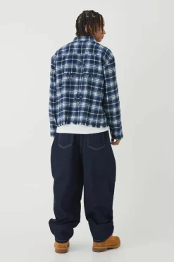 Cheap boohooMAN Balloon Rigid Contrast Stitch Denim Jeans indigo