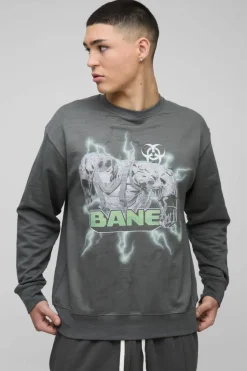 Fashion boohooMAN Bane License Print Sweatshirt charcoal
