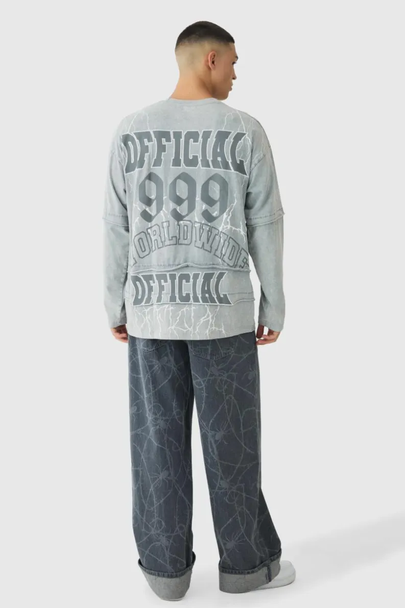 Online boohoo Barbed Wire Laser Print Set grey