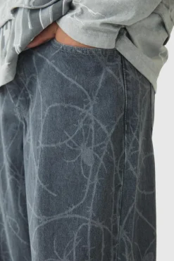 Online boohoo Barbed Wire Laser Print Set grey