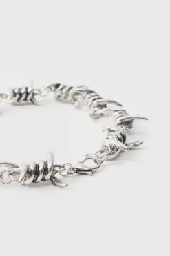 Best boohooMAN Barbwire Style Chain Bracelet silver