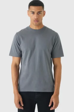 Store boohooMAN Basic Crew Neck T Shirt charcoal