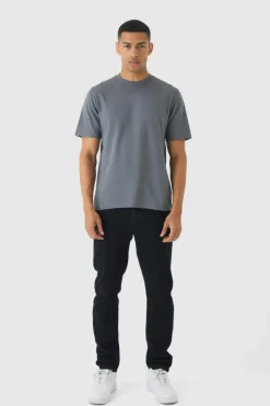 Store boohooMAN Basic Crew Neck T Shirt charcoal