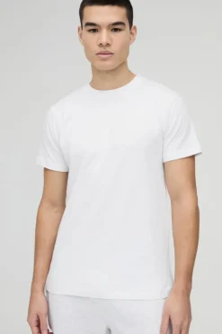 Shop boohooMAN Basic Crew Neck T Shirt white