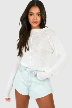 Hot boohoo Basic Denim Flippy Short bleached blue