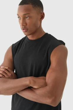 Fashion boohooMAN Basic Drop Armhole Tank black