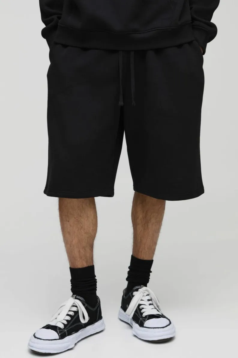 Shop boohooMAN Basic Jersey Jorts black