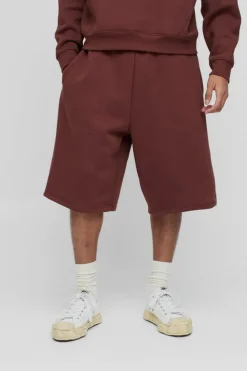 New boohooMAN Basic Jersey Jorts chocolate