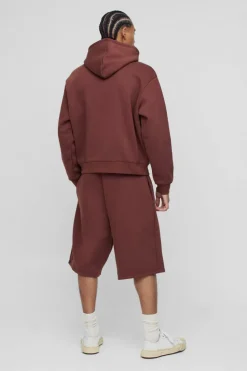 New boohooMAN Basic Jersey Jorts chocolate