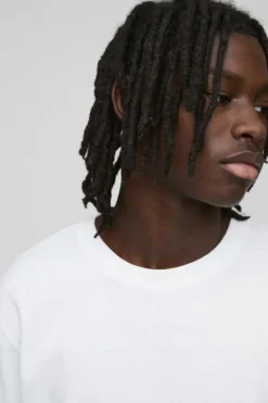 Fashion boohooMAN Basic Long Sleeve Crew Neck T Shirt white