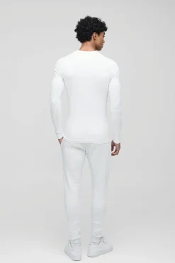 Best Sale boohooMAN Basic Long Sleeve Muscle Fit Crew Neck T-Shirt white