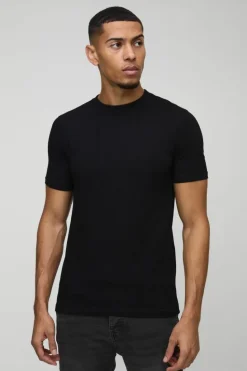 Outlet boohooMAN Basic Muscle Fit Crew Neck T-Shirt black