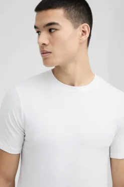 Store boohooMAN Basic Muscle Fit Crew Neck T-Shirt white