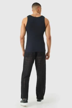 Hot boohooMAN Basic Muscle Fit Ribbed Vest black