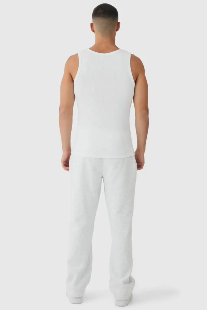 Cheap boohooMAN Basic Muscle Fit Ribbed Vest white