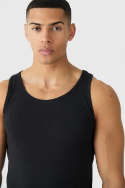 Online boohooMAN Basic Muscle Fit Vest black